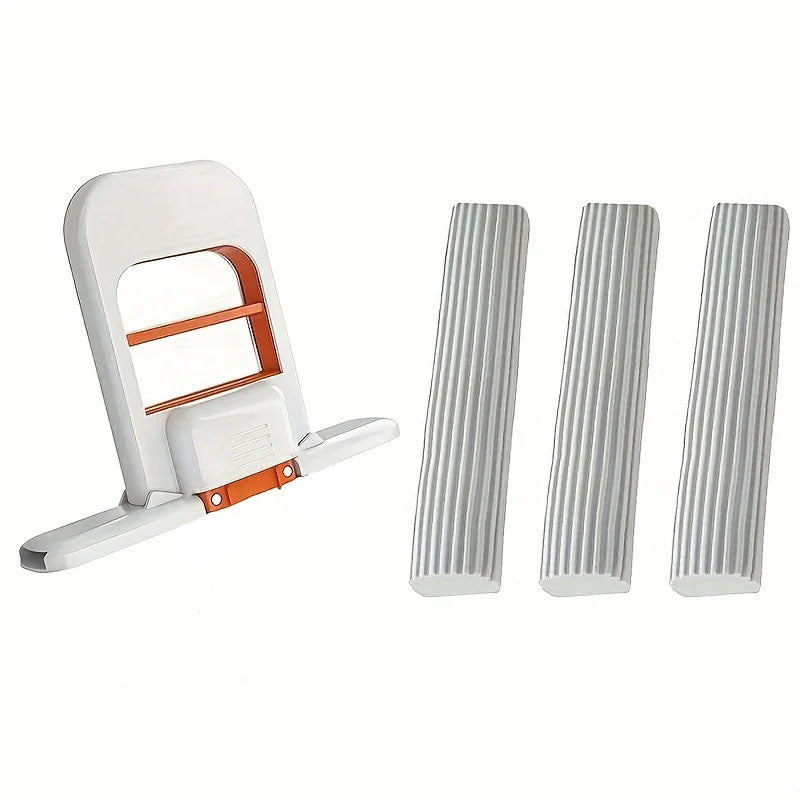 Powerful Squeeze Folding Mini Mop | Portable Handheld Sponge Mop with Replaceable Heads