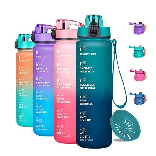 Motivational Water Bottle | Leakproof Fitness Water Bottle with Straw