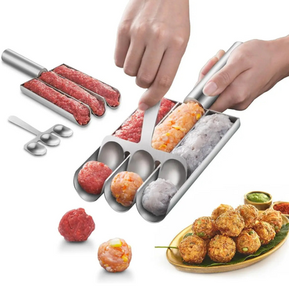 Triple Meatball Maker | Stainless Steel 3-in-1 Meatball Scoop with Cutting Spade