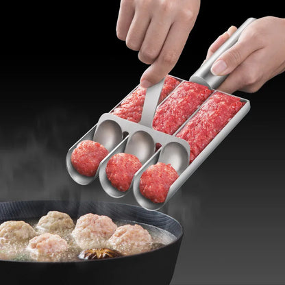 Triple Meatball Maker | Stainless Steel 3-in-1 Meatball Scoop with Cutting Spade