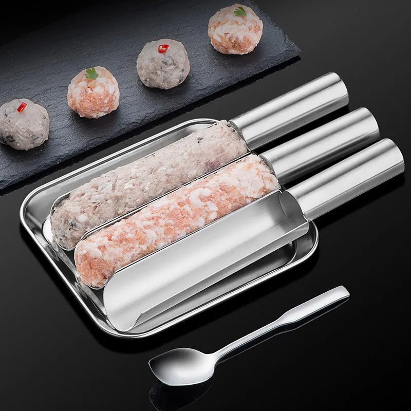 Triple Meatball Maker | Stainless Steel 3-in-1 Meatball Scoop with Cutting Spade