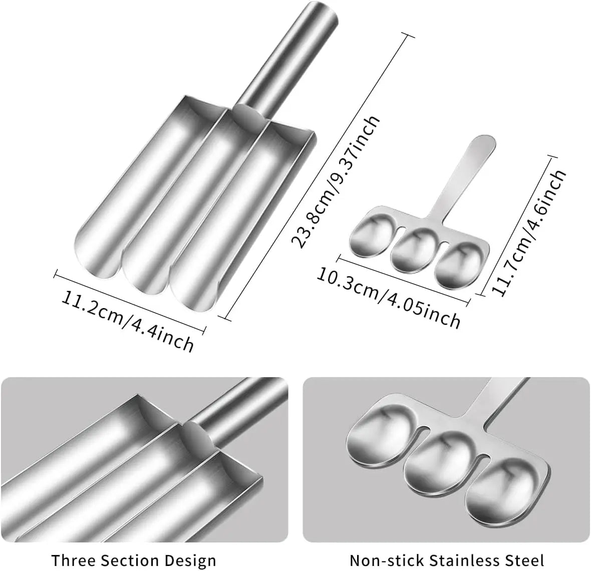 Triple Meatball Maker | Stainless Steel 3-in-1 Meatball Scoop with Cutting Spade