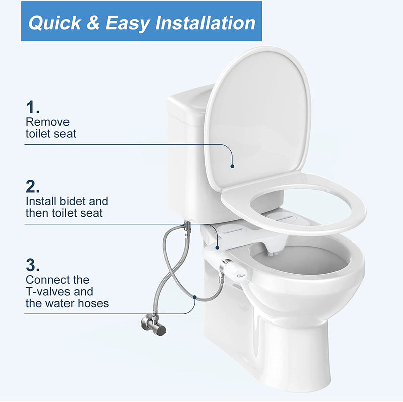 Ultra-Slim Bidet Attachment for Toilet, Dual Nozzle (Feminine/Posterior Wash)