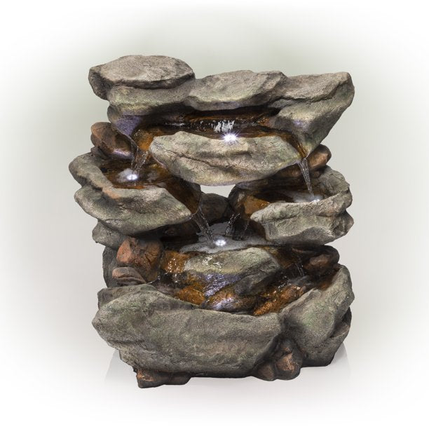 Rainforest Rock Water Fountain with LED Lights