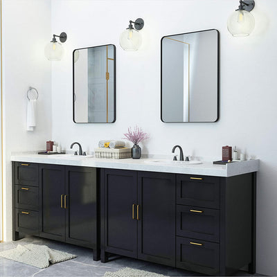 Wall Mirror for Bathroom - Black Metal Frame 22" X 30" 
