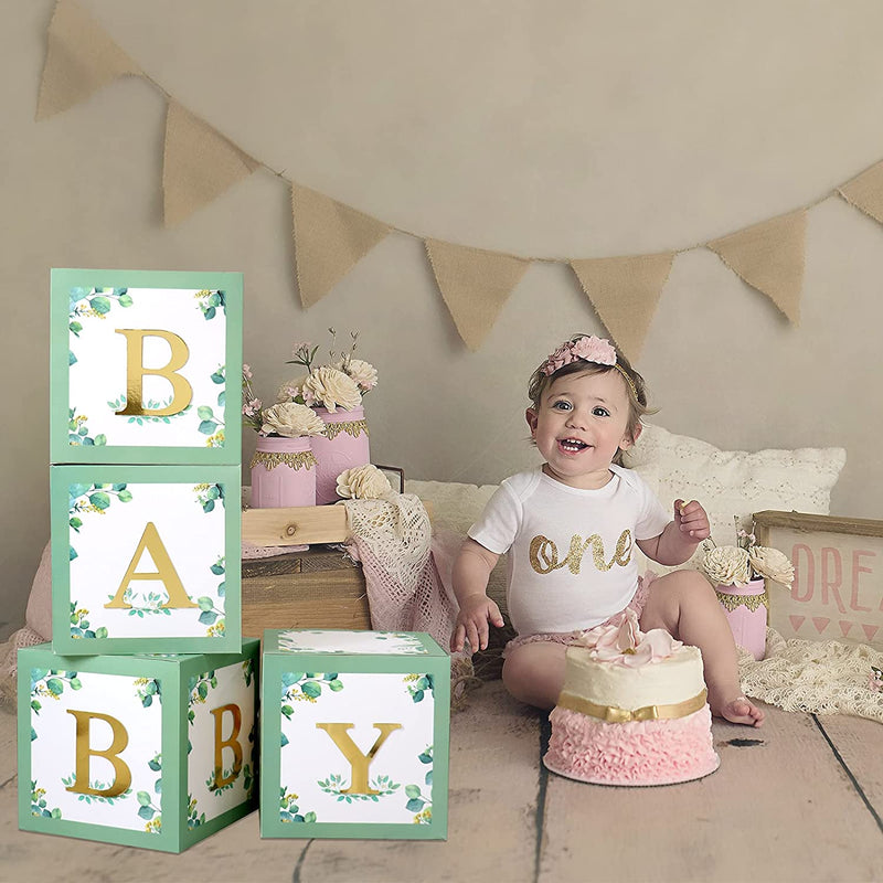 Sage Green Baby Shower Boxes for Birthday Party Decorations