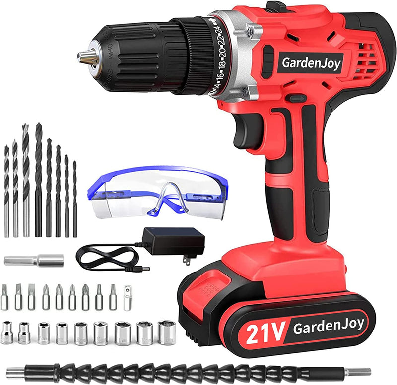 Cordless Power Drill Set - 21V Electric Drill with Fast Charger