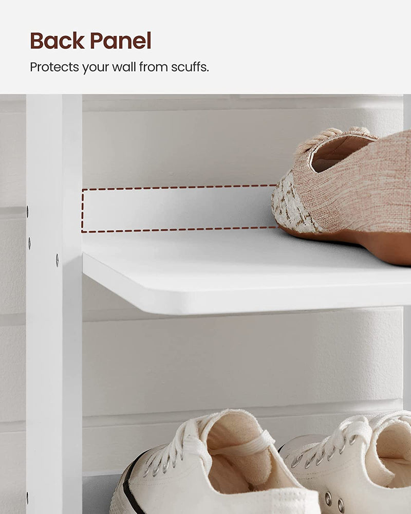 Wood Shoe Rack, 6-Tier Slim Shoe Storage Rack - White