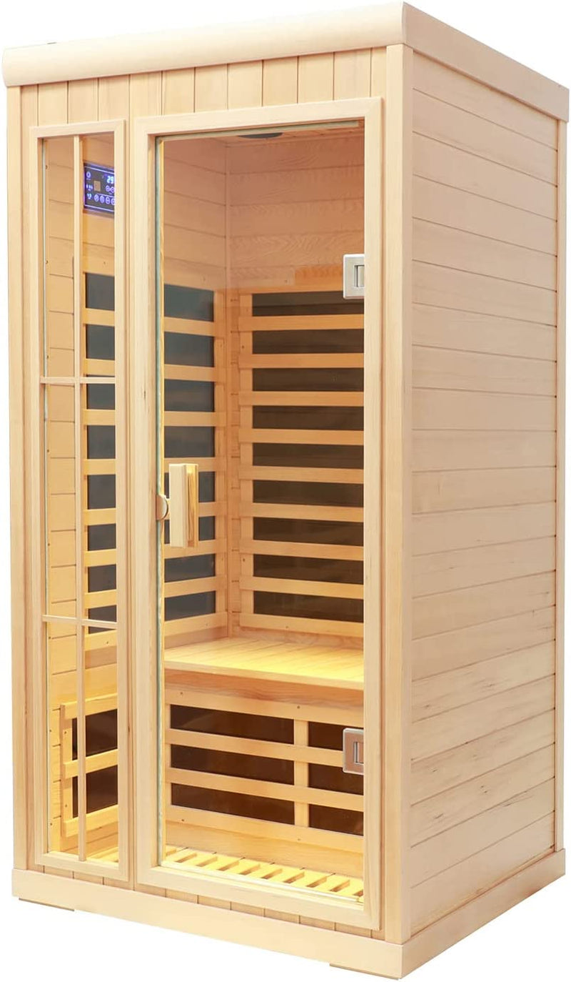 2 Person Infrared Sauna Hemlock Wood Dry Indoor Sauna - 1,350 Watt