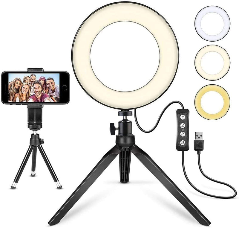 LED Ring Light 6" with Tripod Stand for Youtube Video and Makeup