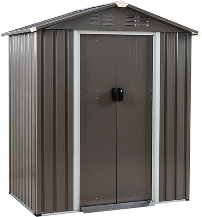  Outdoor Storage Shed - Waterproof Metal Garden Sheds with Lockable Double Door