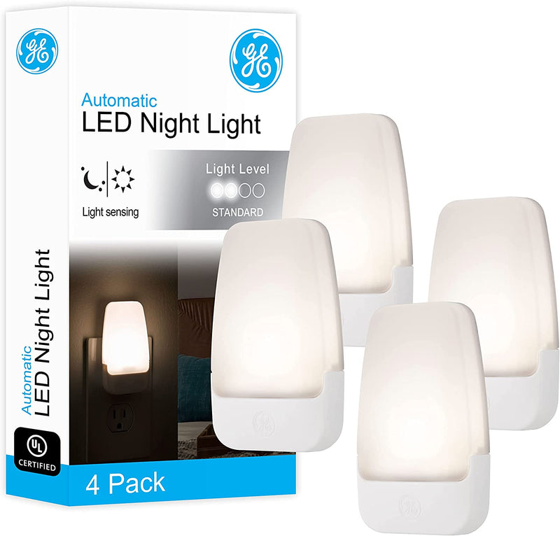 GE LED Night Light, Plug-In, Dusk to Dawn Sensor, Warm White, Ul-Certified, Energy Efficient, Ideal Nightlight for Bedroom, Bathroom, Nursery, Hallway, Kitchen, 30966, 2 Pack