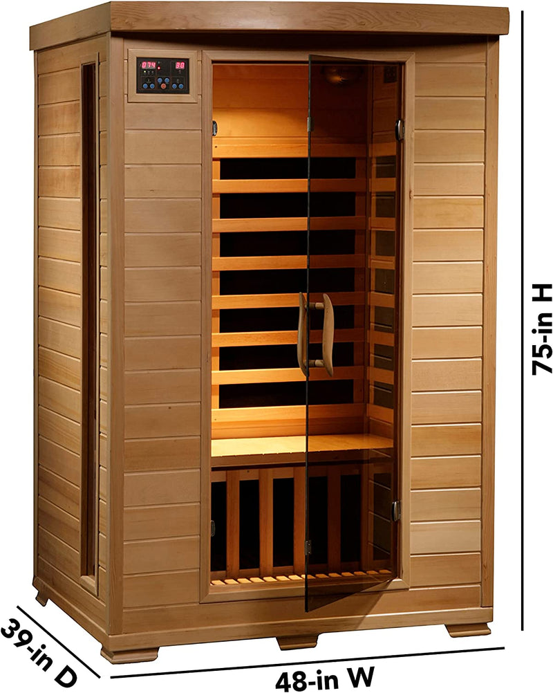 Heatwave Radiant Saunas 2-Person Hemlock Infrared Sauna with 6 Carbon Heaters