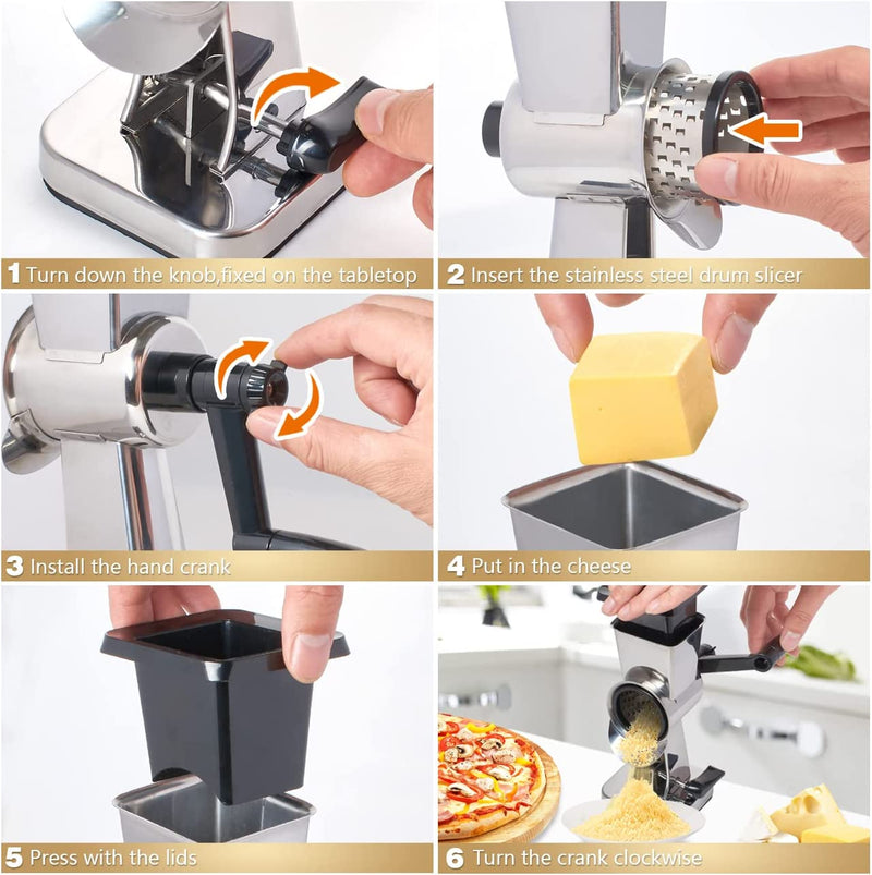 Rotary Cheese Grater Stainless Steel Round