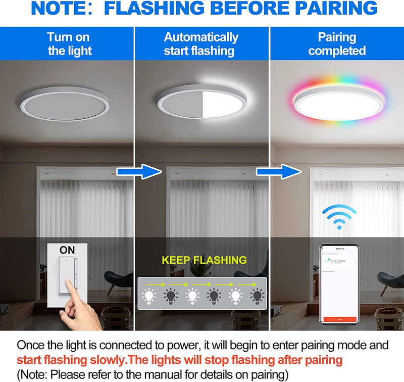 Smart Wifi LED Ceiling Lights RGBCW Dimmable