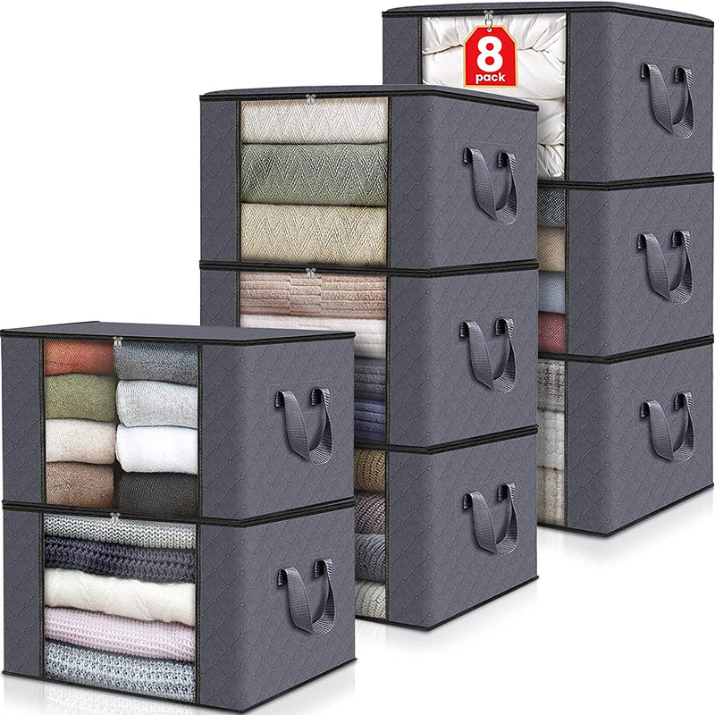 6 Pack Clothes Storage - Foldable Blanket Storage Bags (Grey)