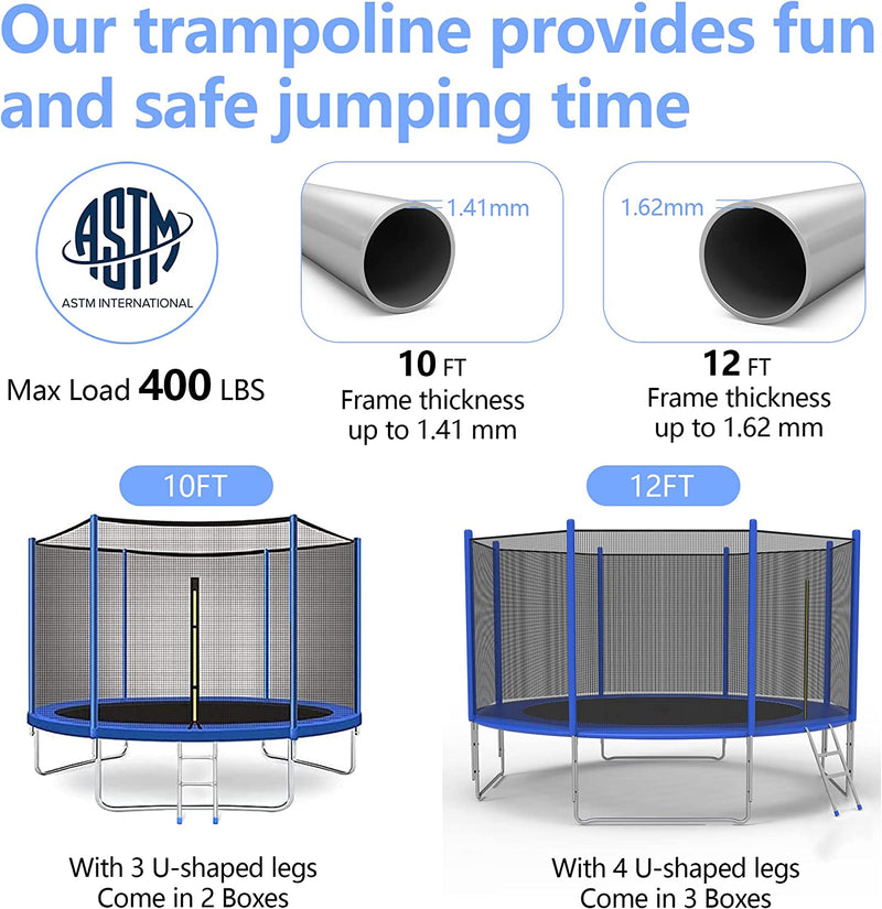 Trampoline for Kids and Adults - 10FT/12FT
