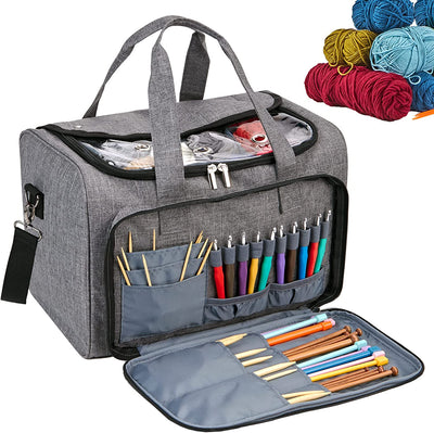 Yarn Storage Bag, Knitting Tote Bag with Removable Inner Dividers,