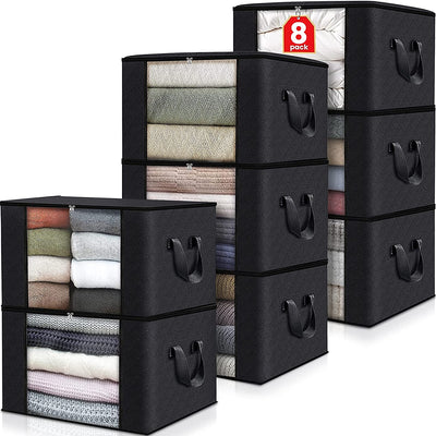 6 Pack Clothes Storage - Foldable Blanket Storage Bags (Grey)