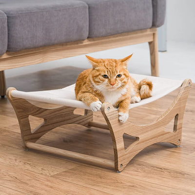 Wooden Cat Hammock - Cat Bed Furniture for Small & Large Cats 