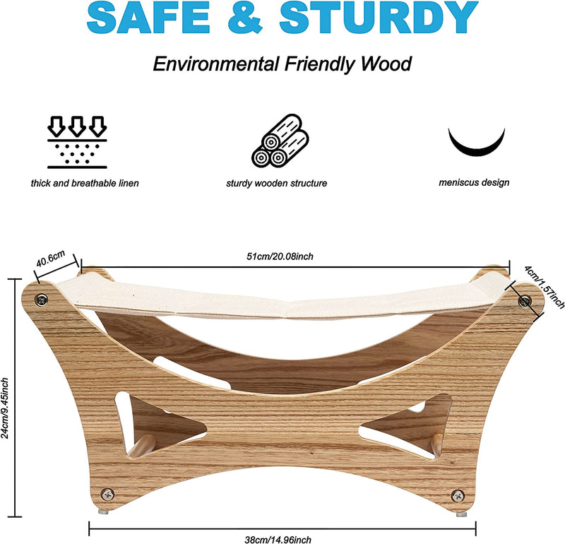 Wooden Cat Hammock - Cat Bed Furniture for Small & Large Cats 