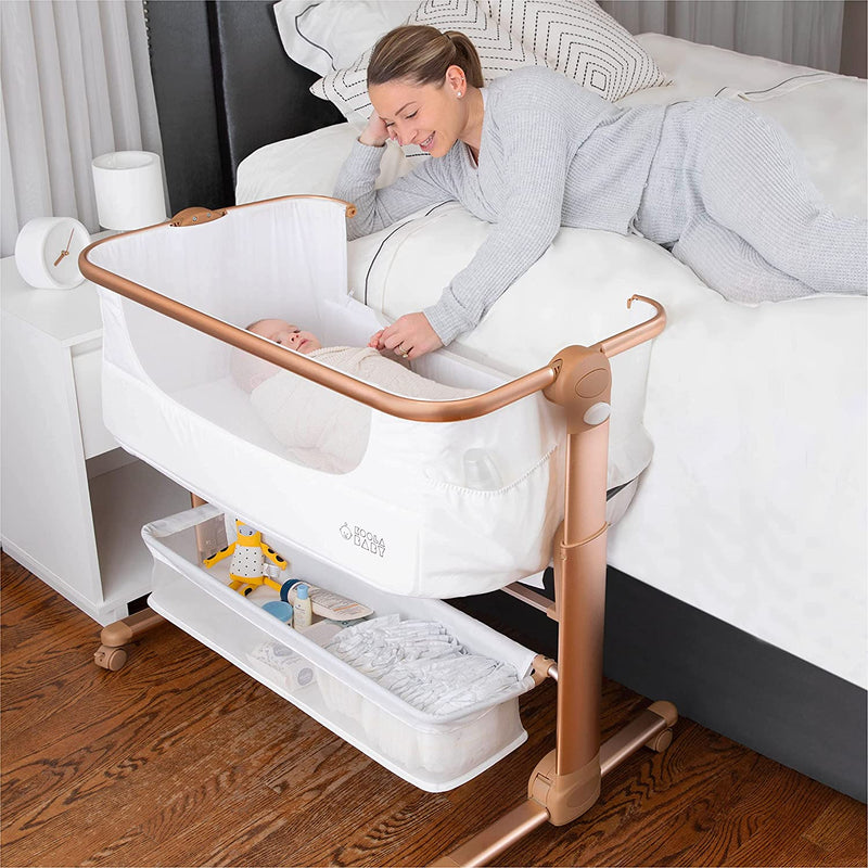 Baby Bassinet - Bedside Sleeper for Baby (White and Gold)