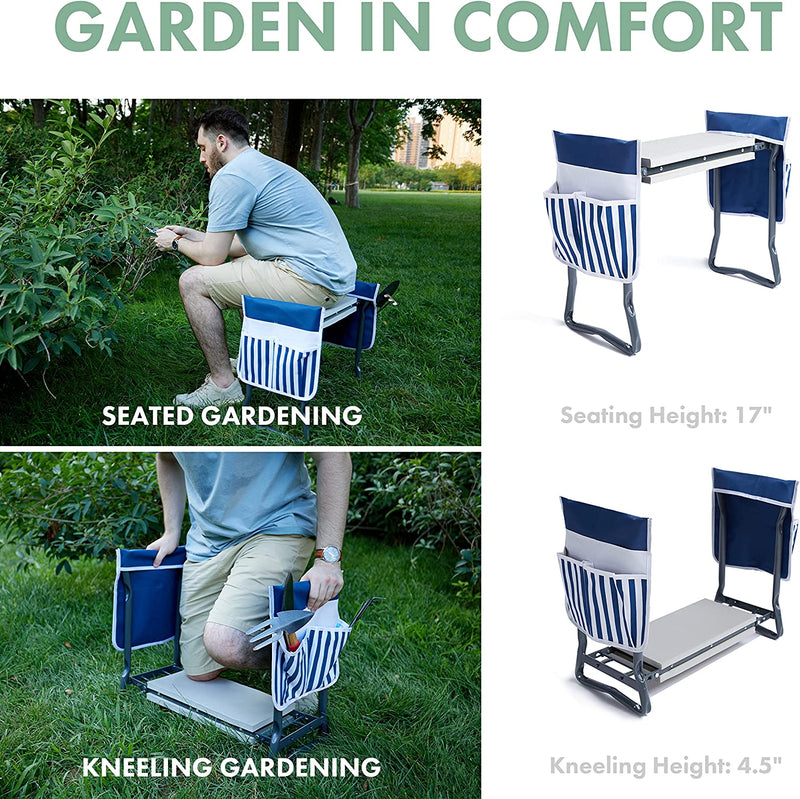 Garden Kneeler and Seat with 2 Bonus Tool Pouches