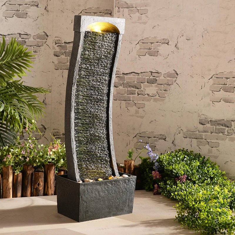 Indoor/Outdoor Stone Waterfall Water Fountain with LED Lights