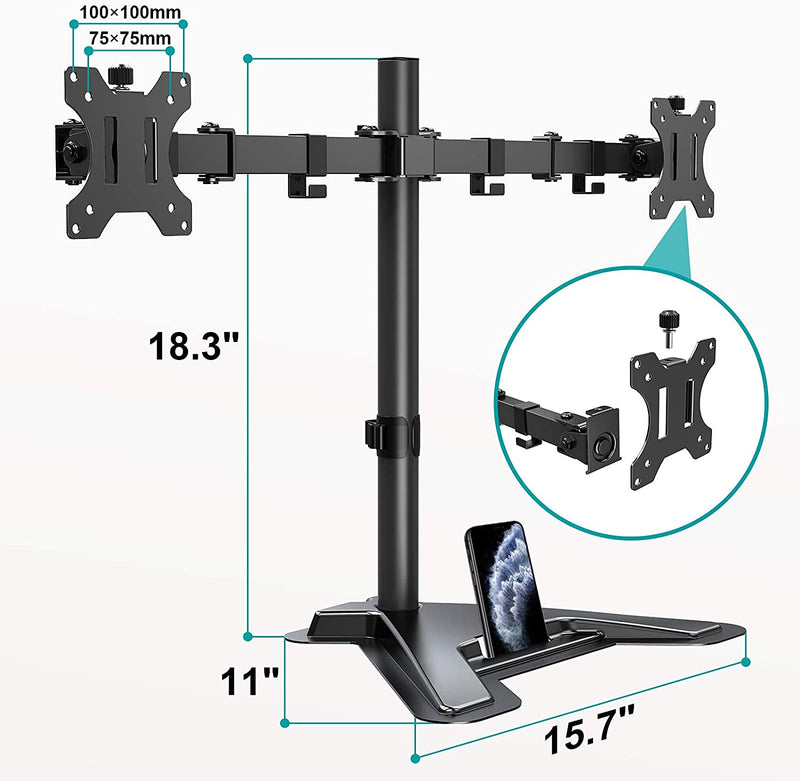 Dual Monitor Stand -  Mount Fits 2 Screens 