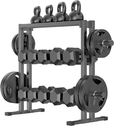 3 Tier Weights Storage Rack, Dumbbell Rack Organizer for Weight Plates Kettlebell