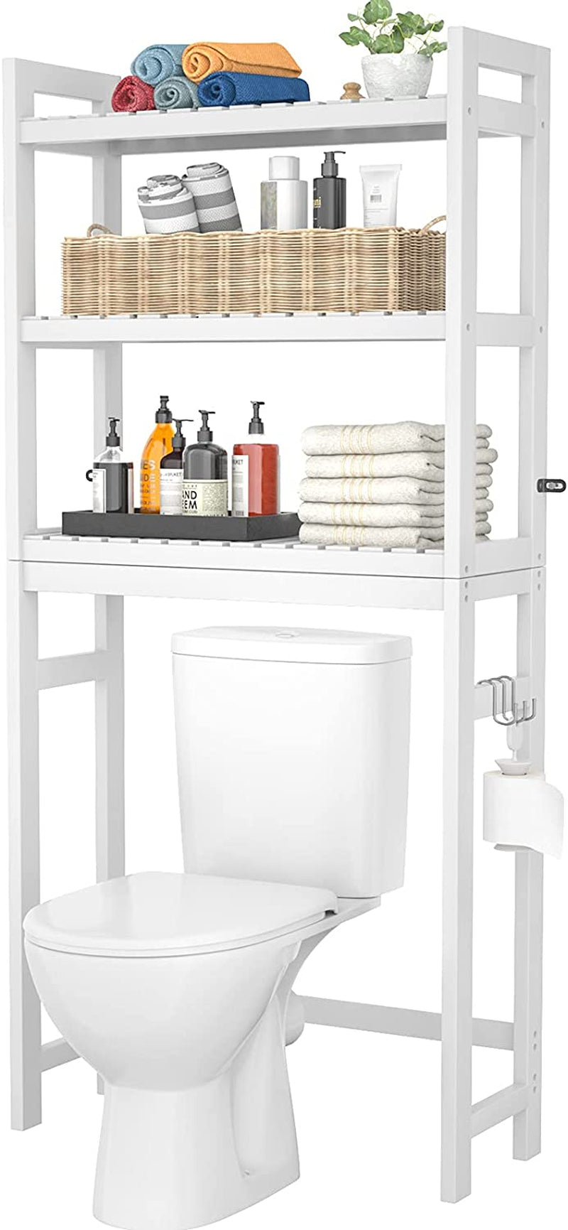 Over the Toilet Storage - Bamboo 3-Tier Over-The-Toilet Space Saver Organizer Rack