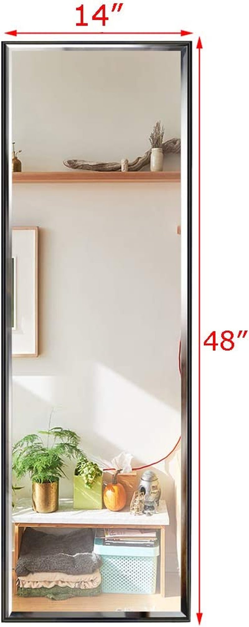 14X48 Inch Full Length Mirror Wall Mounted - Black