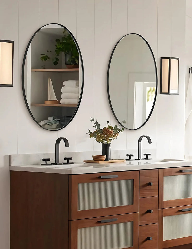 Black Oval Mirror, 22X30 Oval Black Bathroom Mirror