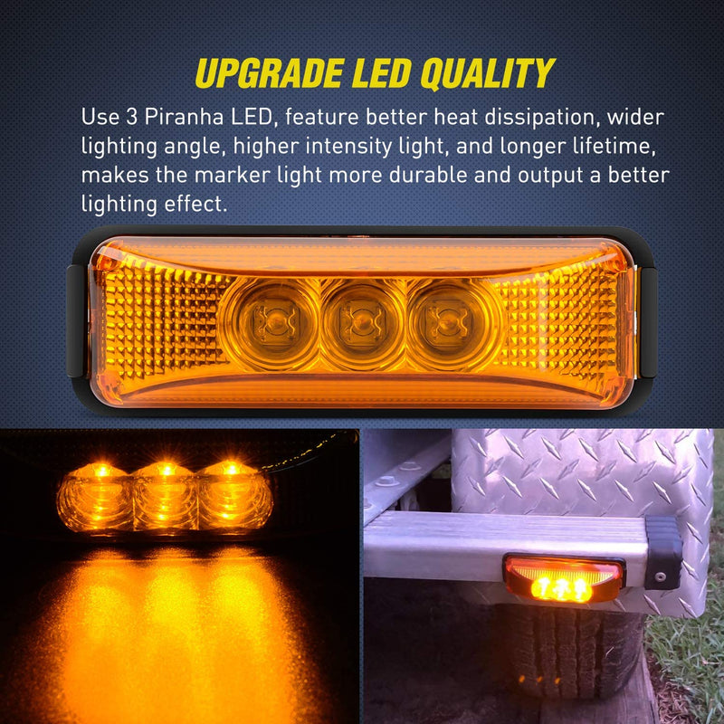 16 2PCS 3.9 Inch 3 LED Truck Trailer Amber Light Front Rear