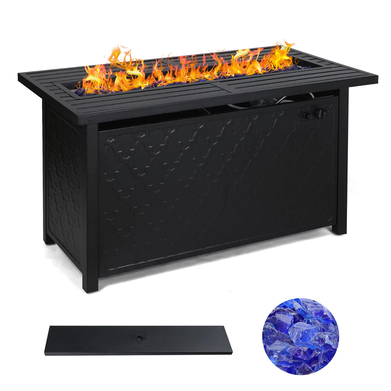 Propane Fire Pit Table with Lid Black