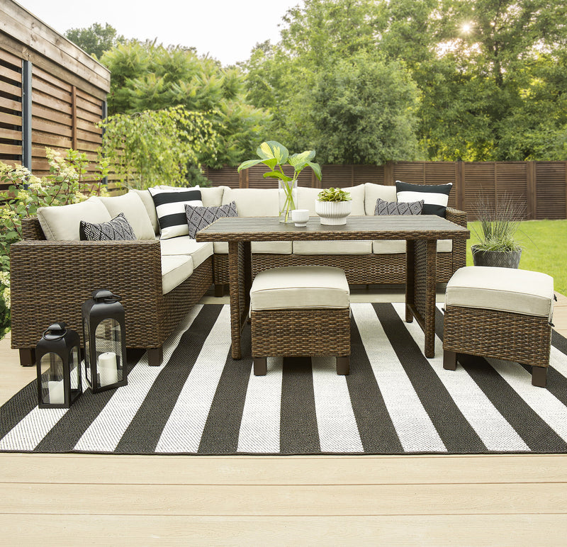 5-Piece Outdoor Wicker Sectional Dining Set